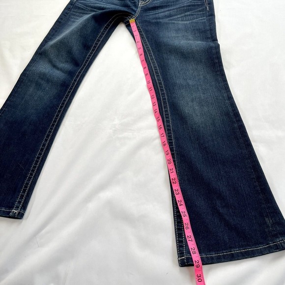 Miss Me Blue Jeans Mid Rise Easy Boot Worn Once 28 Womens Dark Wash Sequins - Picture 8 of 10